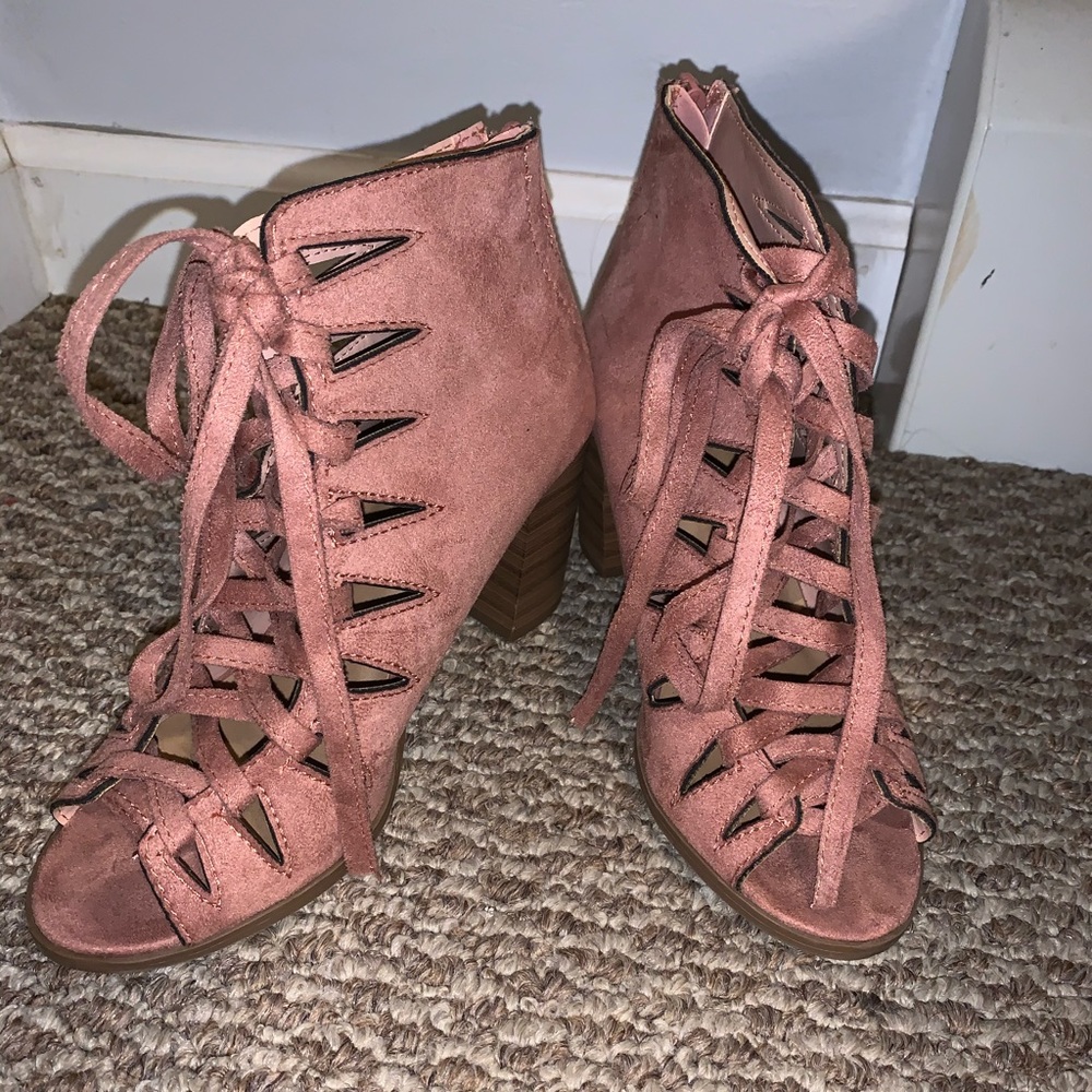 Suede pink heels size 6